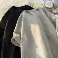 clothing Summer loose short sleeved T shirt round neck waffle loose trend casual versatile waffle round neck short sleeve