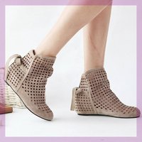Style Hollow Out Hidden Wedge Short Mesh Boots Casual Sandals