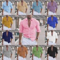 " Lightweight Cotton Linen Hawaiian Shirt – Breathable Long Sleeve Vacation Shirt Beach & Casual Wear"