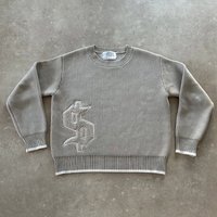 Europe America 2025 Trend Knitted Sweater Autumn Winter Embroidery Pattern High Street Sweater Harajuku Crew Neck Top