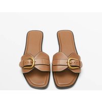 Slippers Summer Wear 2025 Fashion Belt Buckle Flip flops Casual Beach Shoes Leather Flat Sandals