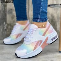 Sneakers Lace Up Wedge Heel Vulcanized Shoes Thick Sole Air Cushion Casual Shoes Large Shoes A0090