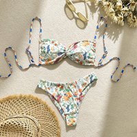 Clothing Floral Lace Up Sexy Beach Bikini Swimsuit High End Fashion Hot Spring Swimsuit