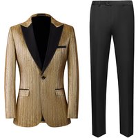2026 Stage-Ready Men's Suit Blazer In Gold & Silver, Modern Slim Fit Wedding Host Jacket With Notch Lapel, Polyester Formal Wear