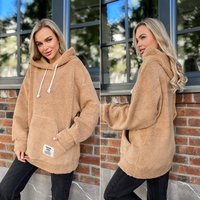 flannel loose hooded long sleeved pullover fleece hoodie