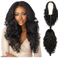 lace front synthetic fiber long curly hair wig women’s full head cover black middle parting spot