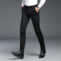 Premium Dress Pants Business & Casual Wear Wrinkle Free Anti Crease Straight Fit Trousers Classic Black