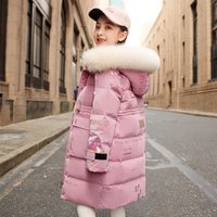 New Style Medium And Large Children’s Girls‘ Wash Free Cotton Padded Coat Warm Medium And Long Thickened Girls‘ Fashionable Student Children’s Coat