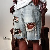 Clothing Street Fashion Summer Ripped Shorts Hip Hop Raw Edge Beggar Denim Shorts
