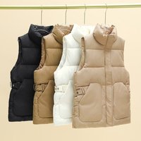  Quilted Sleeveless Vest Lightweight Padded Jacket Autumn Winter Casual Loose Fit High Neck Design Pockets