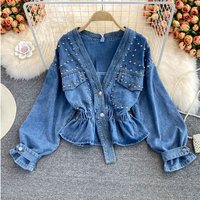 Clothing Heavy rivet loose denim jacket