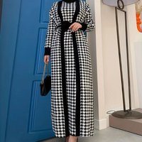 Clothing Thousand bird lattice long sleeved coat fashion dress set