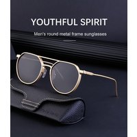 Vintage Sunglasses For Women Men Vintage Fashion Gold Metal Frame Oval Sunglasses