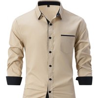2024 Fashion Wear Spring Autumn Cotton Block Business Slim Fit Casual Long Sleeved Shirt