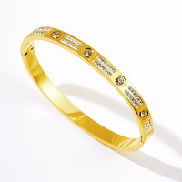 Jewelry Elegant Full Diamond Bracelet Vintage Titanium Steel Cuff Bangle Luxurious Rhinestone Accessory
