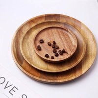 Wooden Serving Tray – Round Tea & Snack Platter Bread Fruits Nuts 