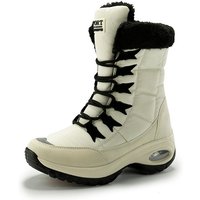 「XGXC」Snow Boots New Winter Women's Shoes Cowhide Non-slip Short-tube Cotton Shoes Thick-soled Wool Women's White Leather And Fur