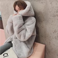 Oversized Faux Shearling Coat Winter Hooded Plush Teddy Jacket Fleece Lined Cozy Outerwear