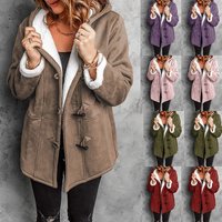 Women's Fleece Lined Suede Collar Pocket Coat - Elegant Flared Silhouette For Casual & Office Wear