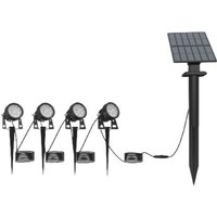 Kit Da Giardino 4 Proiettori Led A Picchetto Con Pannello Fotovoltaico 3000K STONE GROUP - 24000/C