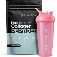 Bovine Collagen Peptides Powder | 500g | + 600ml Shaker Pink