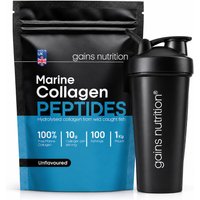 Marine Collagen Peptides Powder | 1KG | Unflavoured + 600ml Shaker Black
