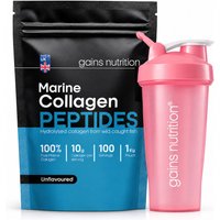 Marine Collagen Peptides Powder | 1KG | Unflavoured + 600ml Shaker Pink