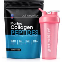 Marine Collagen Peptides Powder | 500g | Unflavoured + 600ml Shaker Pink