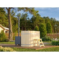 Fjordholz Holzbadezuber Oval Größe 2 mit Außenofen Fjordholz Holzbadezuber Oval Größe 2 mit Außenofen