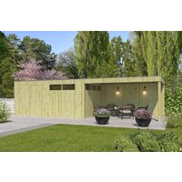 Gartenhütte Modell QBV-Line 14,90 m² + 400 cm Anbau Gartenhütte Modell QBV-Line 14,90 m² + 400 cm Anbau