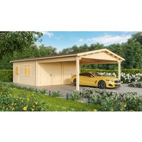 26% reduziert – Fjordholz Doppelgarage mit Carport Modell Erki 70 26% reduziert – Fjordholz Doppelgarage mit Carport Modell Erki 70