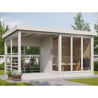 Fjordholz Saunahaus Modell Anita mit Terrasse Fjordholz Saunahaus Modell Anita mit Terrasse