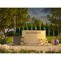 Fjordholz Holzbadezuber Rund mit Außenofen Fjordholz Holzbadezuber Rund mit Außenofen