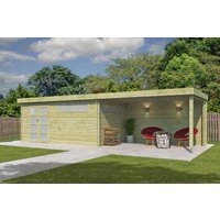 Flachdach Gartenhaus Modell Nelo 44 D mit 400 cm A Rabatt: 26 % Flachdach Gartenhaus Modell Nelo 44 D mit 400 cm A Rabatt: 26 %