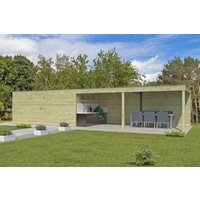 Gartenhaus Modell QB-Line 15,30 m² + 600 cm Anbau Rabatt: 26 % Gartenhaus Modell QB-Line 15,30 m² + 600 cm Anbau Rabatt: 26 %