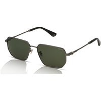 Police Force 7 SPLN40 Men's Sunglasses E56K Total Shiny Ruthenium W/Matte/Sandblasted/Green