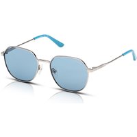 Guess GU00238 Teen Girl's Sunglasses 10V Shiny Light Ruthenium/Blue
