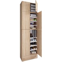 VCM Möbel Schuhschrank Lona Eiche Sonoma Nachbildung weiß B/H/T: ca. 70x240x39 cm
