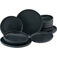 CreaTable CreaTable Tafelservice Uno schwarz Steinzeug 12 tlg.