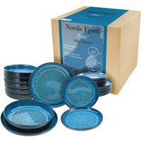 CreaTable CreaTable Tafelservice Nordic Fjord Blue blau Steinzeug 18 tlg.