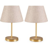 Opviq Tischleuchte creme Metall PVC B/H/L: ca. 22x37x22 cm E27 2 Brennstellen