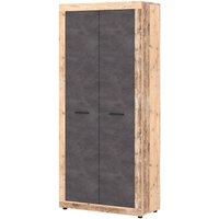 WIPMEB Garderobenschrank LUNA 2 Eiche Old Wood hell Nachbildung Eiche Matera Nachbildung Beton Optik B/H/T: ca. 89x198x40 cm