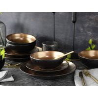 CreaTable CreaTable Tafelservice GLAMOUR gold Steinzeug 12 tlg.
