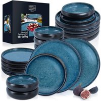 Moritz & Moritz Moritz & Moritz Tafelservice Reaktiv blau Steinzeug 18 tlg.