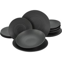 CreaTable CreaTable Tafelservice Lava Stone schwarz Keramik 12 tlg.