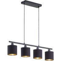 Reality Pendelleuchte Tommy schwarz mattschwarz Metall Stoff B/H: ca. 75x150 cm E14 4 Brennstellen