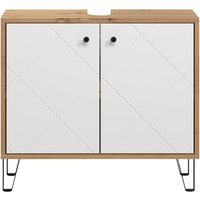 Waschbeckenunterschrank Touch Eiche Artisan Nachbildung weiß matt B/H/T: ca. 69x61x32 cm
