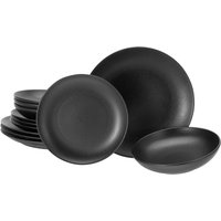CreaTable CreaTable Tafelservice Magic Black schwarz Steinzeug 12 tlg.