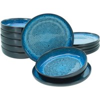 CreaTable CreaTable Tafelservice Nordic Fjord blau Steinzeug 12 tlg.