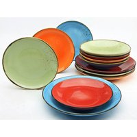 CreaTable CreaTable Tafelservice NATURE COLLECTION MEDITERRAN bunt Steinzeug 12 tlg.